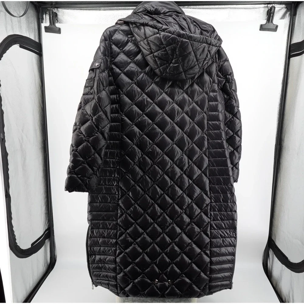 Lauren Ralph Lauren Womens Black Diamond Quilted Down Puffer Coat Hooded XL - Picture 5 of 11
